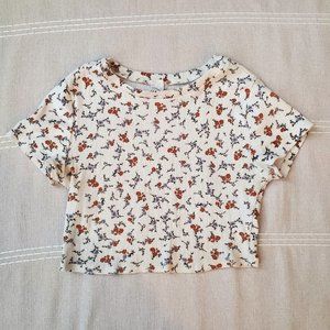 Floral Ribbed Crop top - Garage